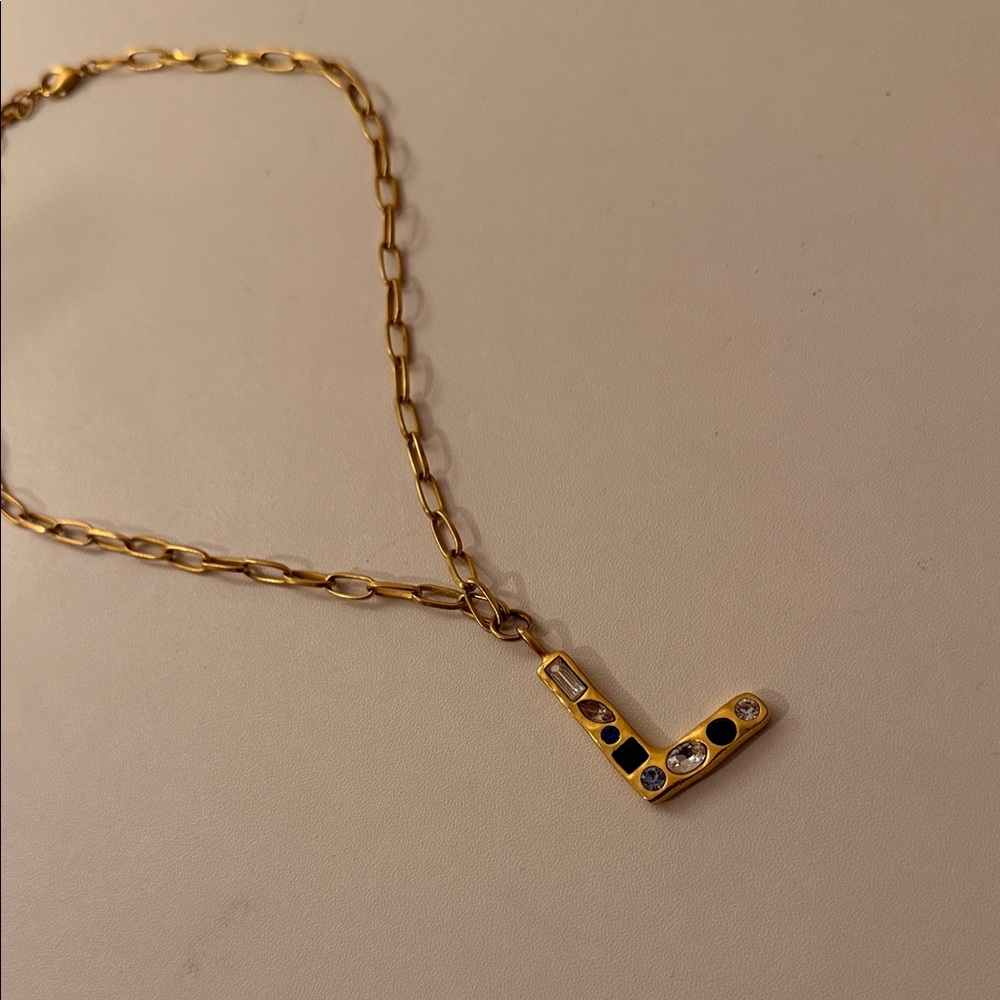 “L” Sequin - NYC “Emilie Gem Inital Necklace
